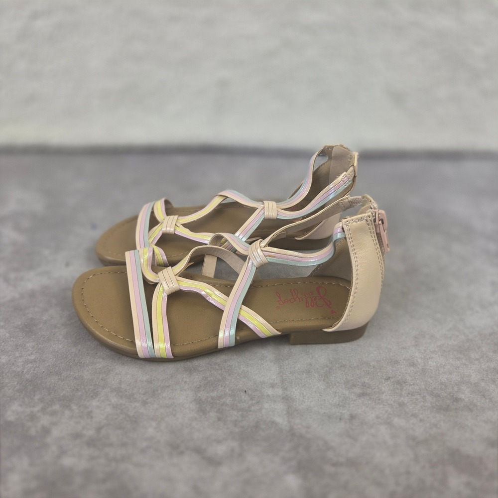 Jellypop Girls Strappy Gladiator Sandals Pastel Iridescent Back Zip Flat Shoes
